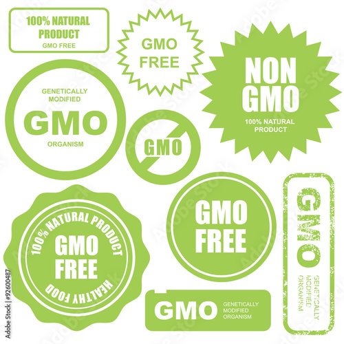 GMO free stamps, stickers and labels