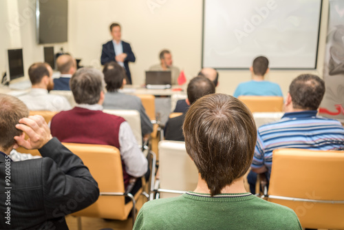 people sitting rear at the business conference and speaker © elen31