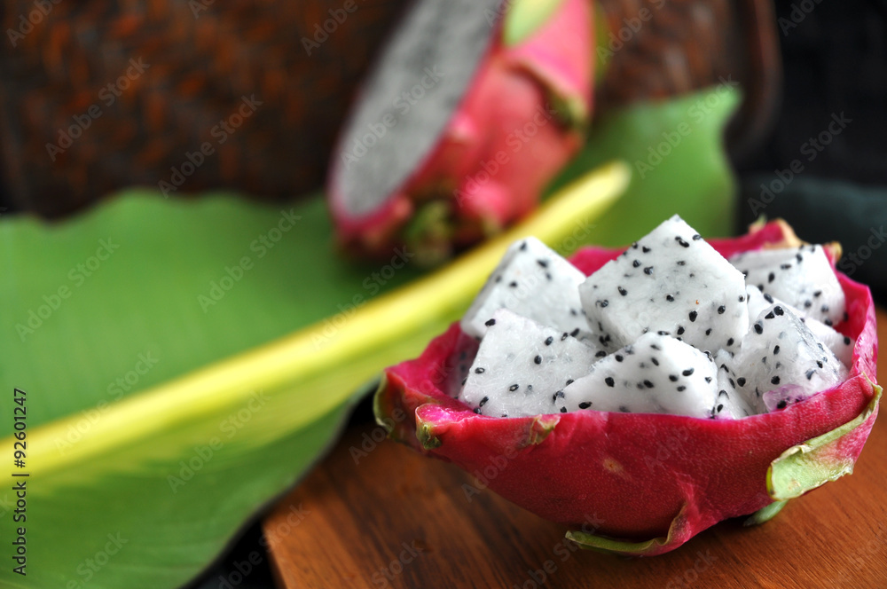 portion of fresh dragon fruit portion of fresh dragon fruit