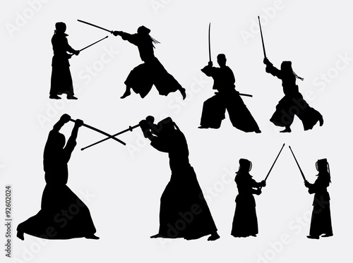 Kendo japanese sport silhouettes. Good use for symbol, logo, web icon, mascot, or any design you want. Easy to use.