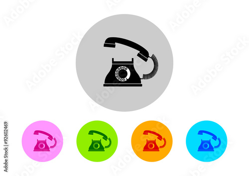 Colorful telephone icons on white background