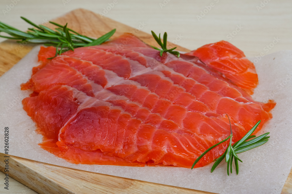 Sliced salmon