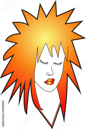 vector illustration of a cartoon dreaming girl's head