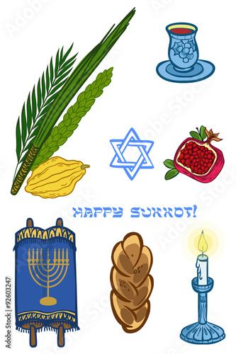 Vector iconset for Sukkot (Jewish Traditional Holiday).