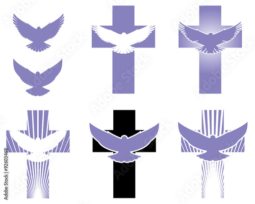 Cross and Dove logo elements