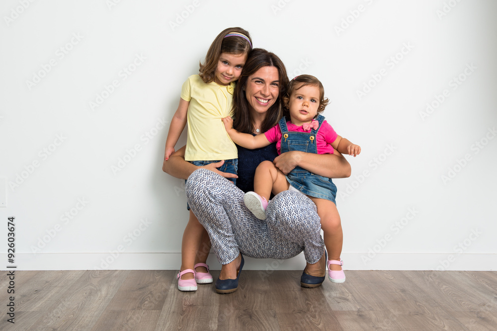 Mother and daughters in studio