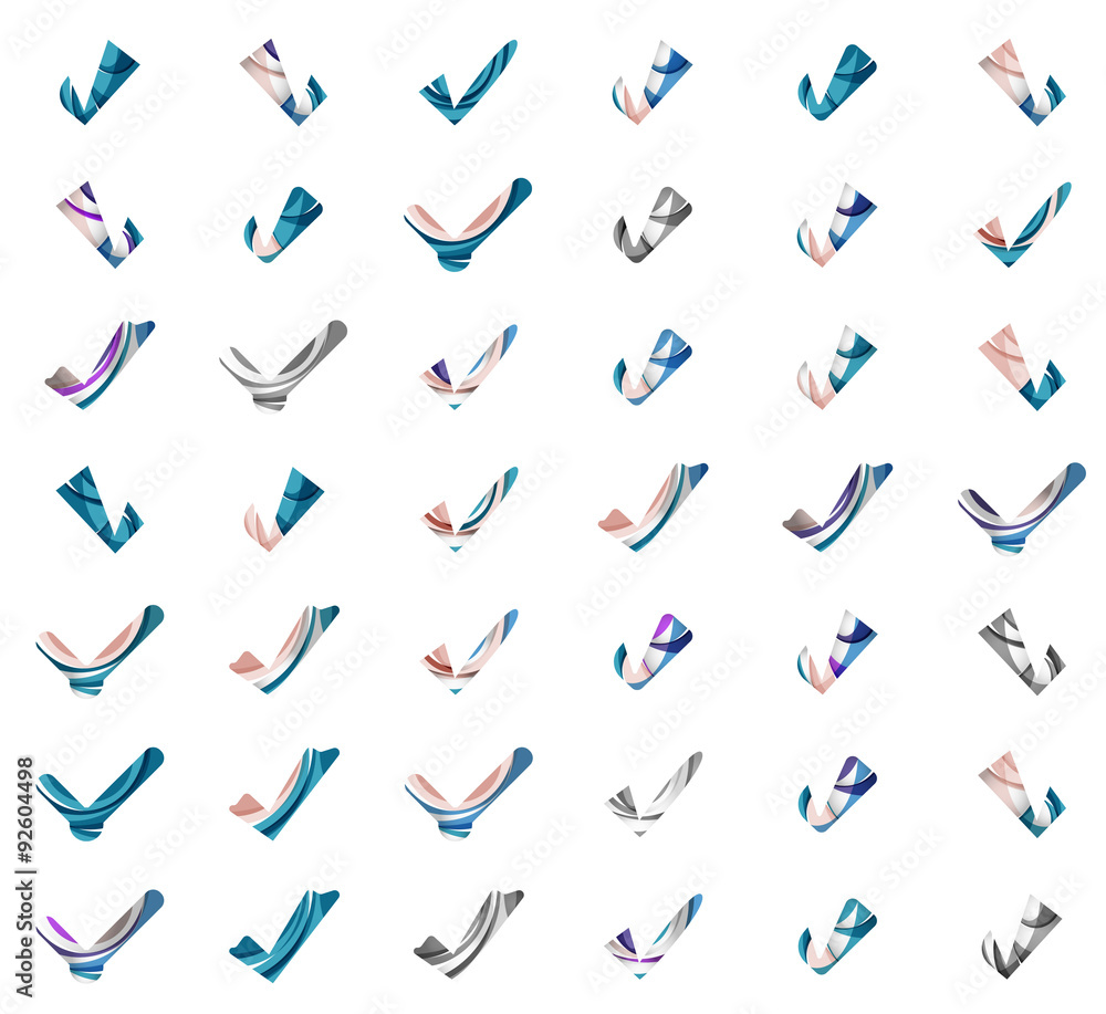 Set of abstract OK and tick icons, business logotype concepts Set of abstract OK and tick icons, business logotype concepts
