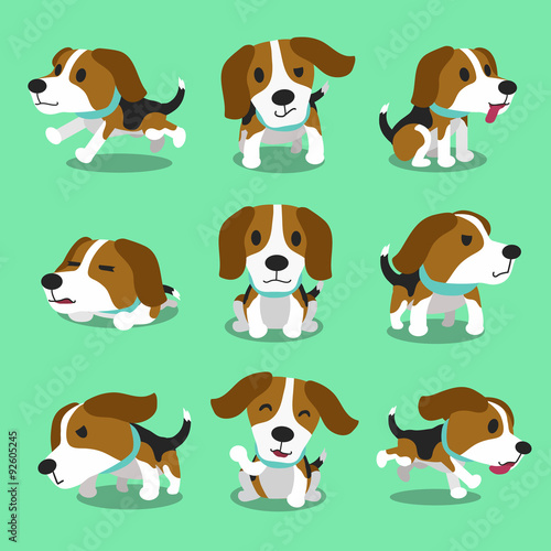 Cartoon character beagle dog poses