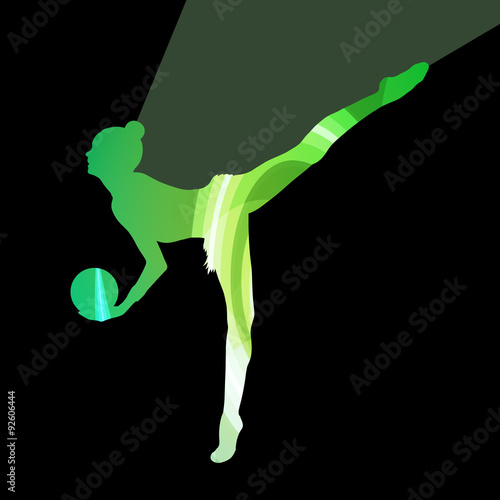 Modern rhythmic gymnastics woman with ball silhouette illustrati