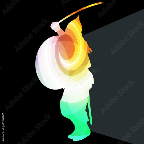 Medieval warrior crusader man silhouette illustration vector bac