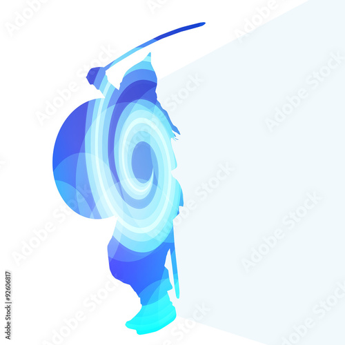 Medieval warrior crusader man silhouette illustration vector bac