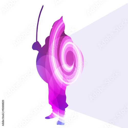 Medieval warrior crusader man silhouette illustration vector bac