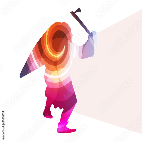 Medieval warrior crusader man silhouette illustration vector bac