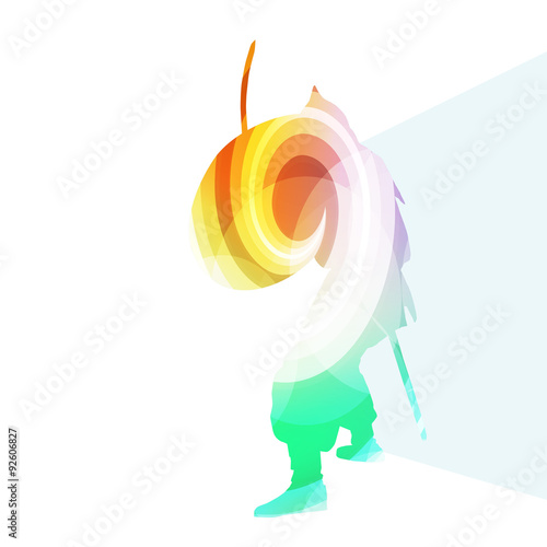 Medieval warrior crusader man silhouette illustration vector bac