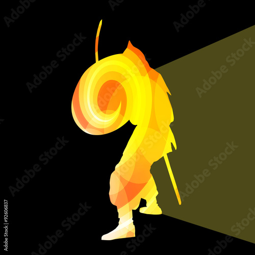 Medieval warrior crusader man silhouette illustration vector bac