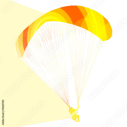 Paraglider flying silhouette illustration vector background colo