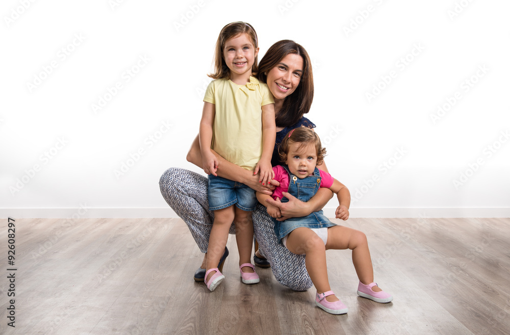 Mother and daughters in studio