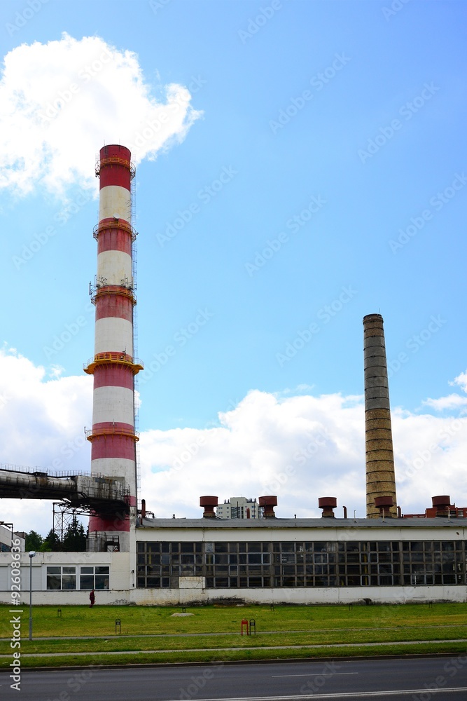 Chimney of energy producer in Vilnius city - Vilniaus Energija
