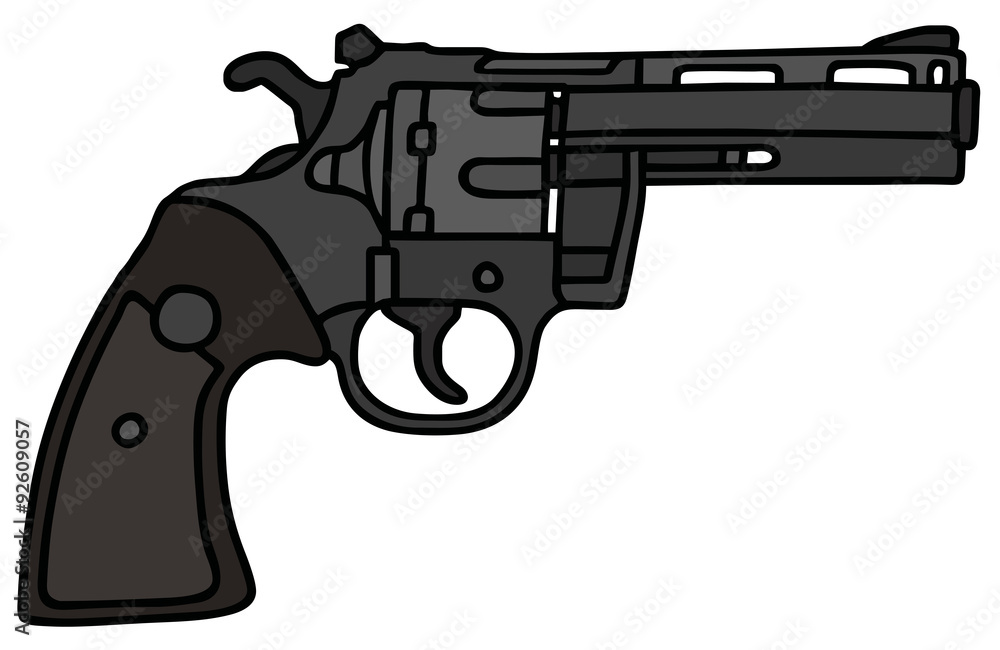 Revolver, vector illustration, hand drawing