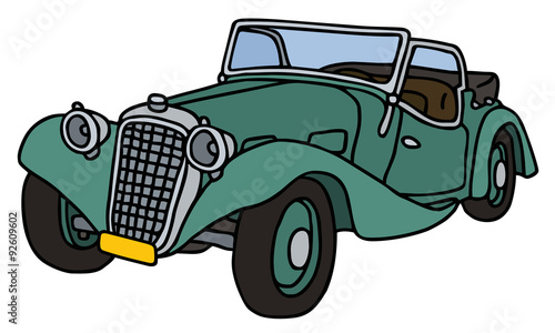 Vintage cabriolet, hand drawn vector illustration