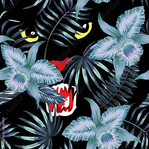 hunting panther in the jungle pattern