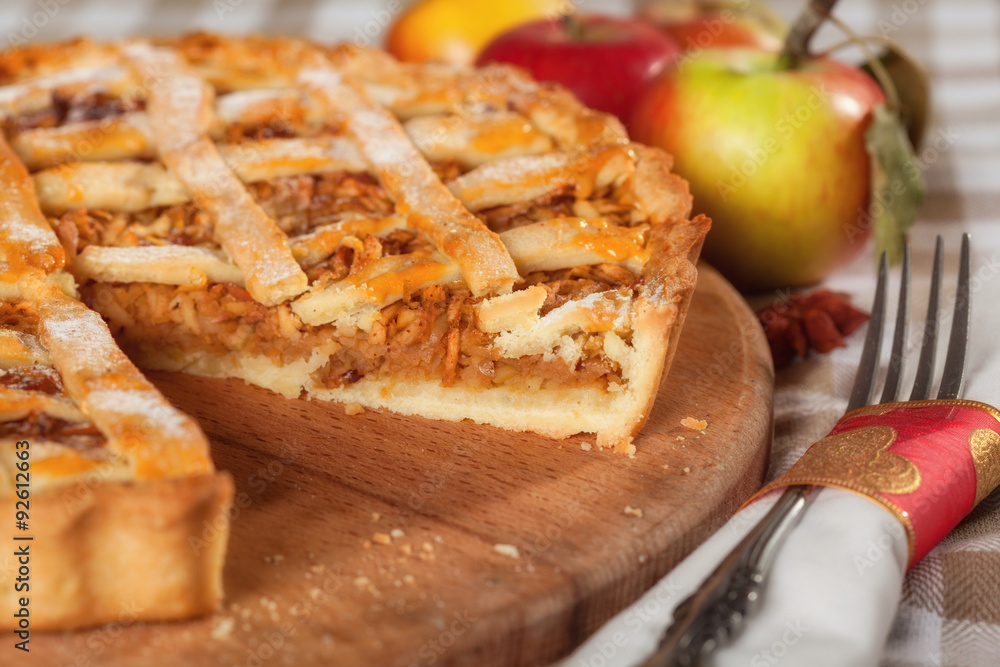 Apple pie close up