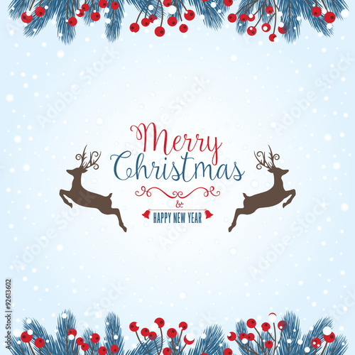 Christmas Background with Text Design and Reindeers