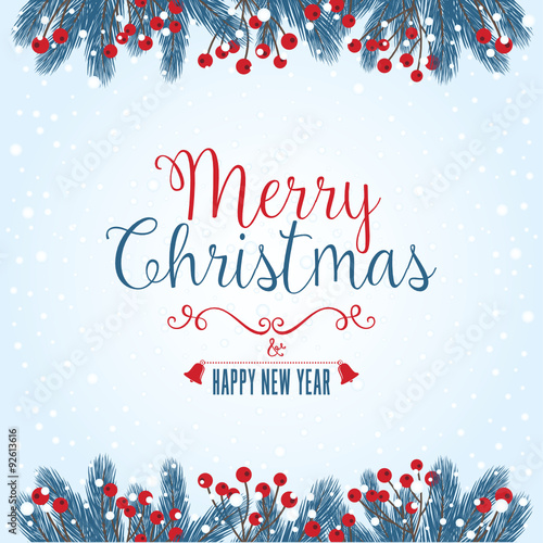 Christmas Background with Fir Branches and Text Design