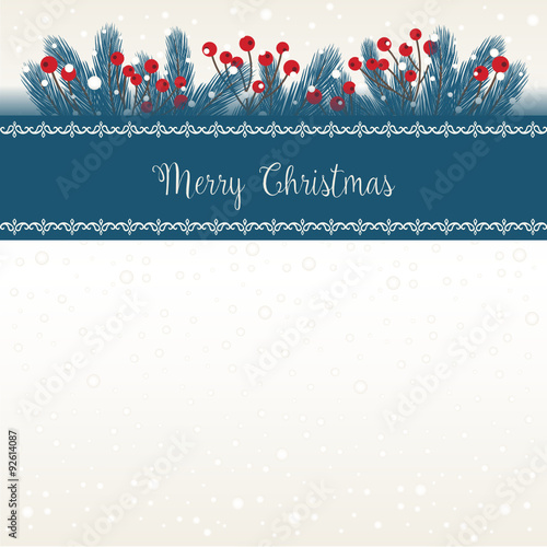 Christmas Background with Fir Twigs and Banner