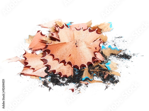 pencil shavings isolated on white background