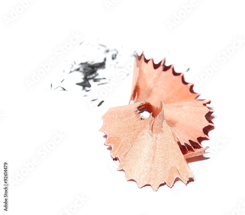 Pencil shavings isolated on white background