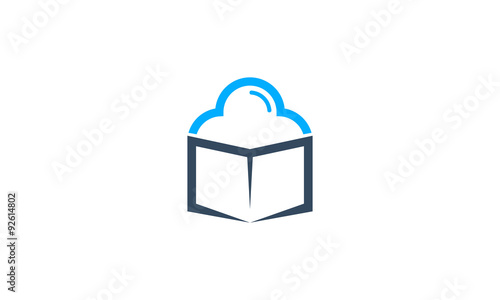 Illustration logo combination from cloud with book logo design concept