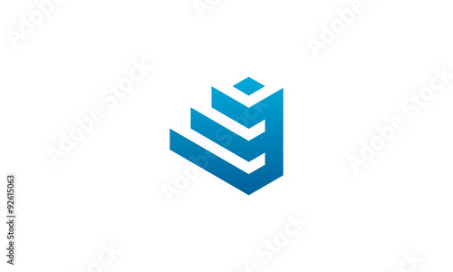initial letter E or 3 with tier step logo design template