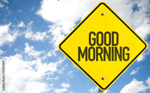 Good Morning sign with sky background