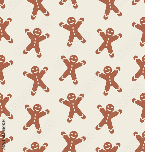 Seamless Pattern with Gingerbread Man