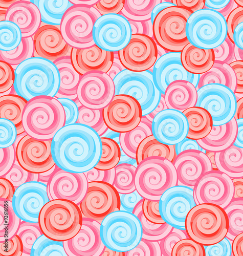 Seamless Texture with Colored Sweets  Swirl Lollipops