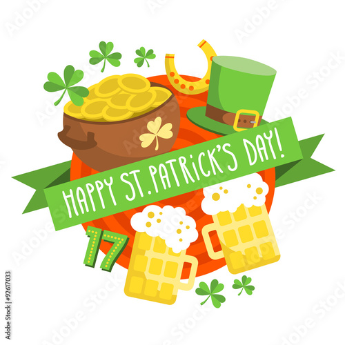 St. Patrick s Day card background in flat design