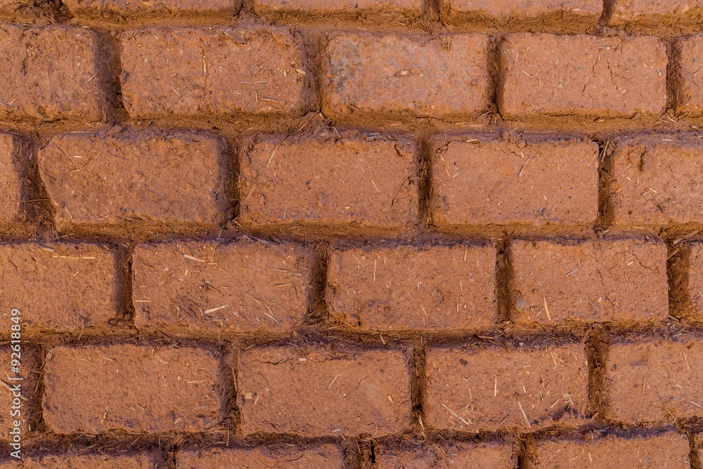close up of an earthen wall in morocco ait ben haddou