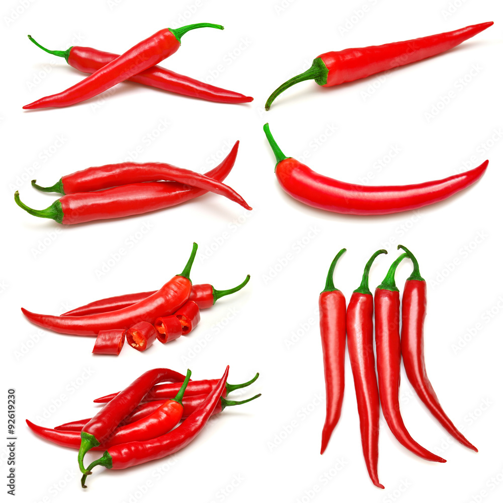 A collection of red chili peppers A collection of red chili peppers