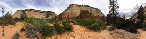 Desert Landscape Panorama of Utah Rock Formations and Sky