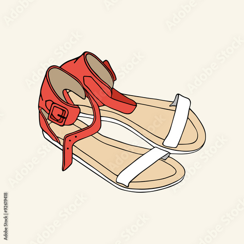 Women's red and white sandals