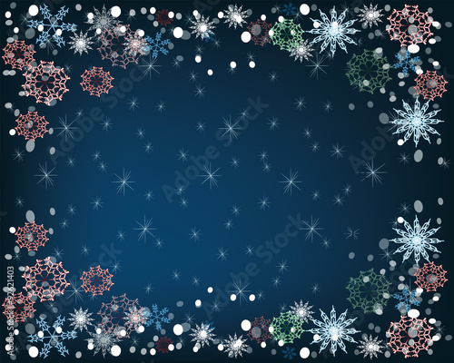christmas snow with christmas stars at night, card,