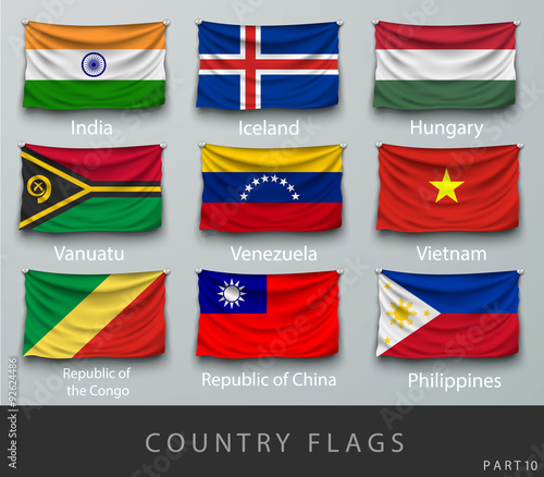 Riveted the country's flag wrinkled with shadows and screw