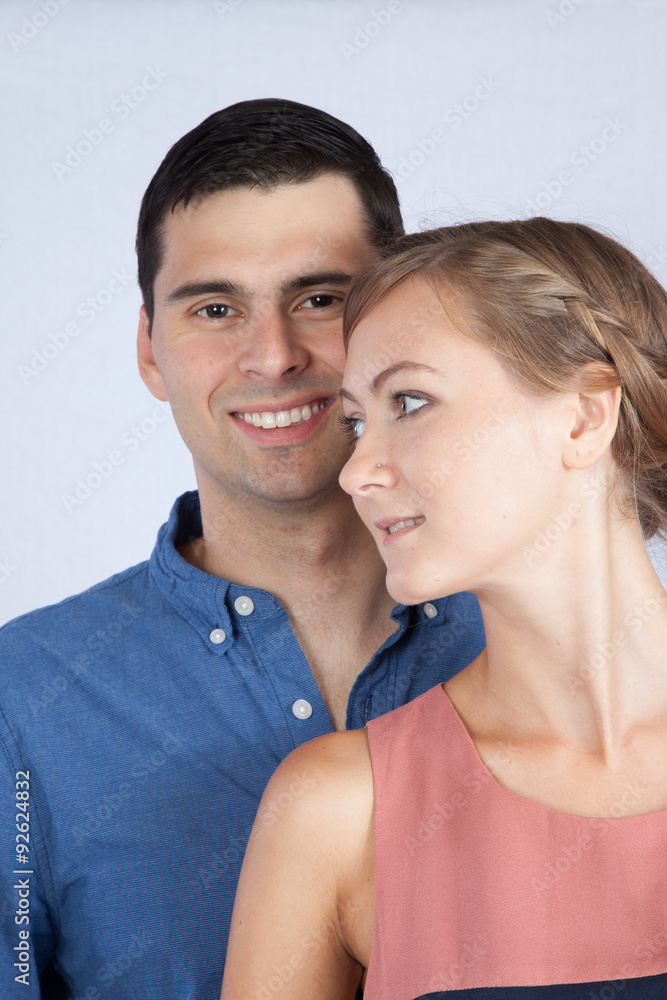 Romantic lovers smiling together Romantic lovers smiling together