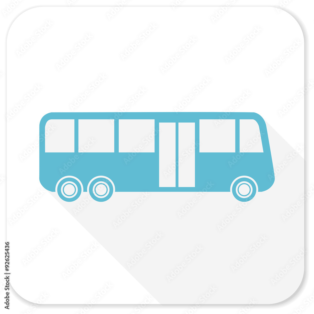 bus blue flat icon