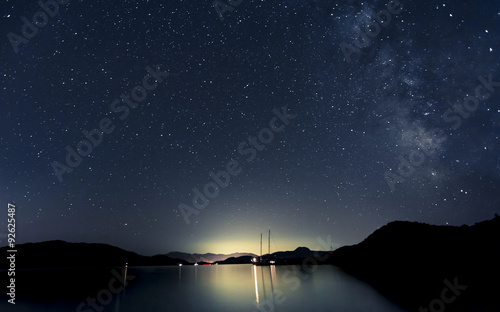 Stars and boats at night