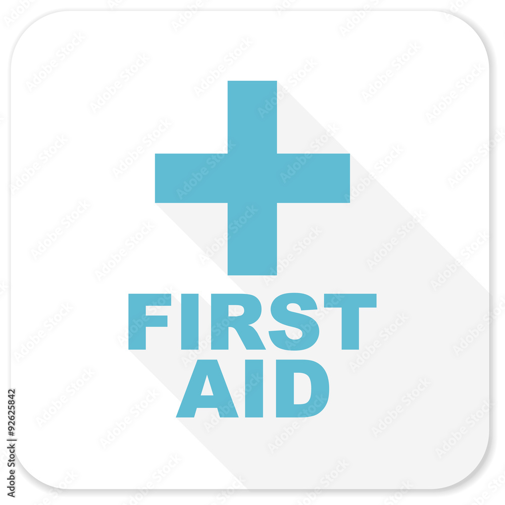 Fototapeta premium first aid blue flat icon