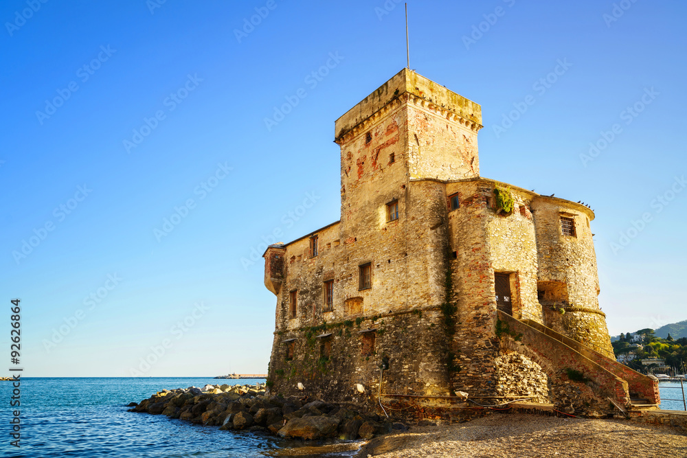 Rapallo, the medieval castle on the sea. Genoa, Ligury, Italy