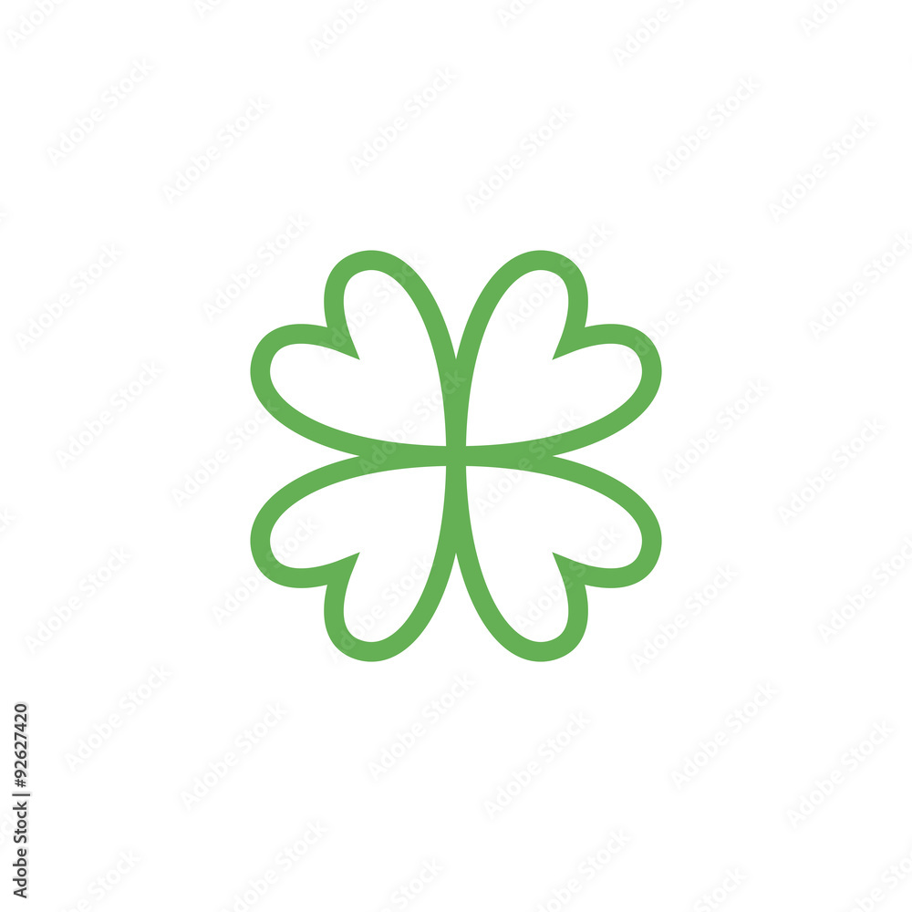Clover with four leaves sign icon. Saint Patrick quatrefoil luck symbol. Business abstract logo. Vector EPS10. Clover with four leaves sign icon. Saint Patrick quatrefoil luck symbol. Business abstract logo. Vector EPS10.
