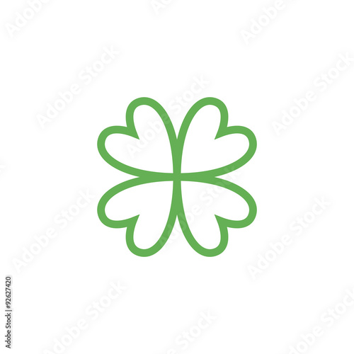 Clover with four leaves sign icon. Saint Patrick quatrefoil luck symbol. Business abstract logo. Vector EPS10.